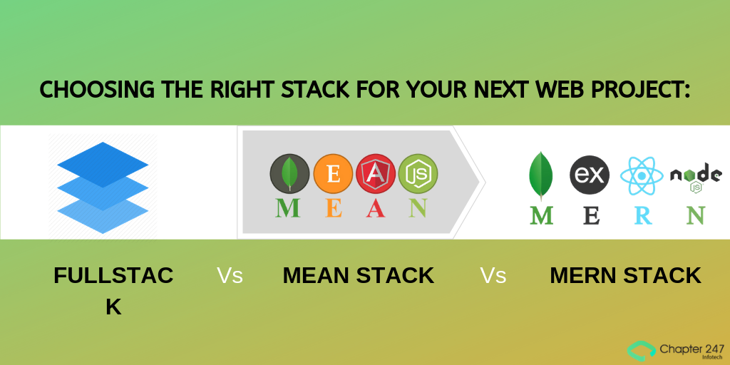 Choosing The Right Stack For Your Next Web Project Full Stack Vs Mean Stack Vs Mern Stack When To Use What In 2019 Chapter247